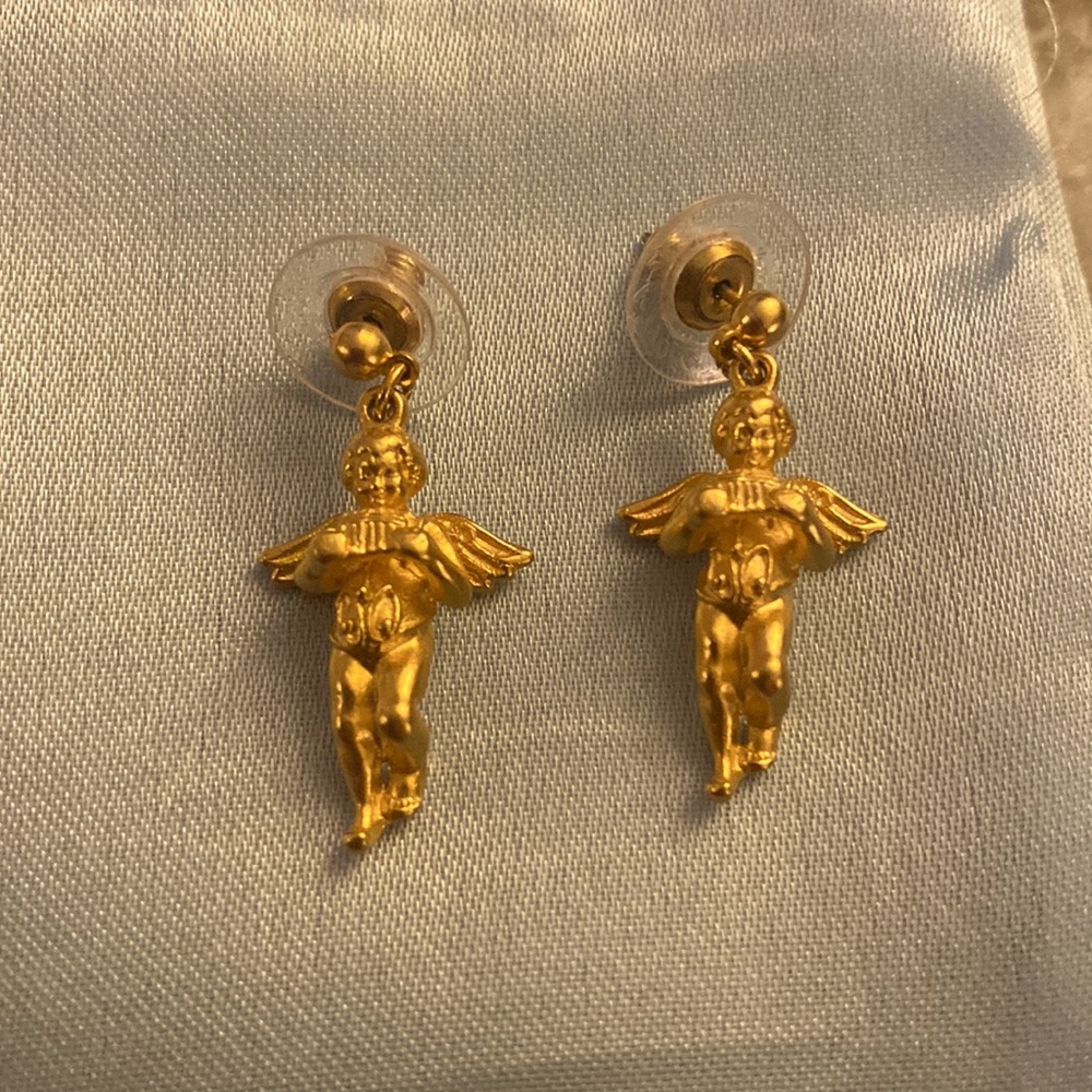 Gold Angel Baby Earrings